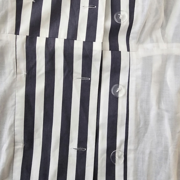 Court & Rowe Blue & White Striped Tie Waist Sleeveless Midi Shirt Dress Size 6 - Picture 8 of 8